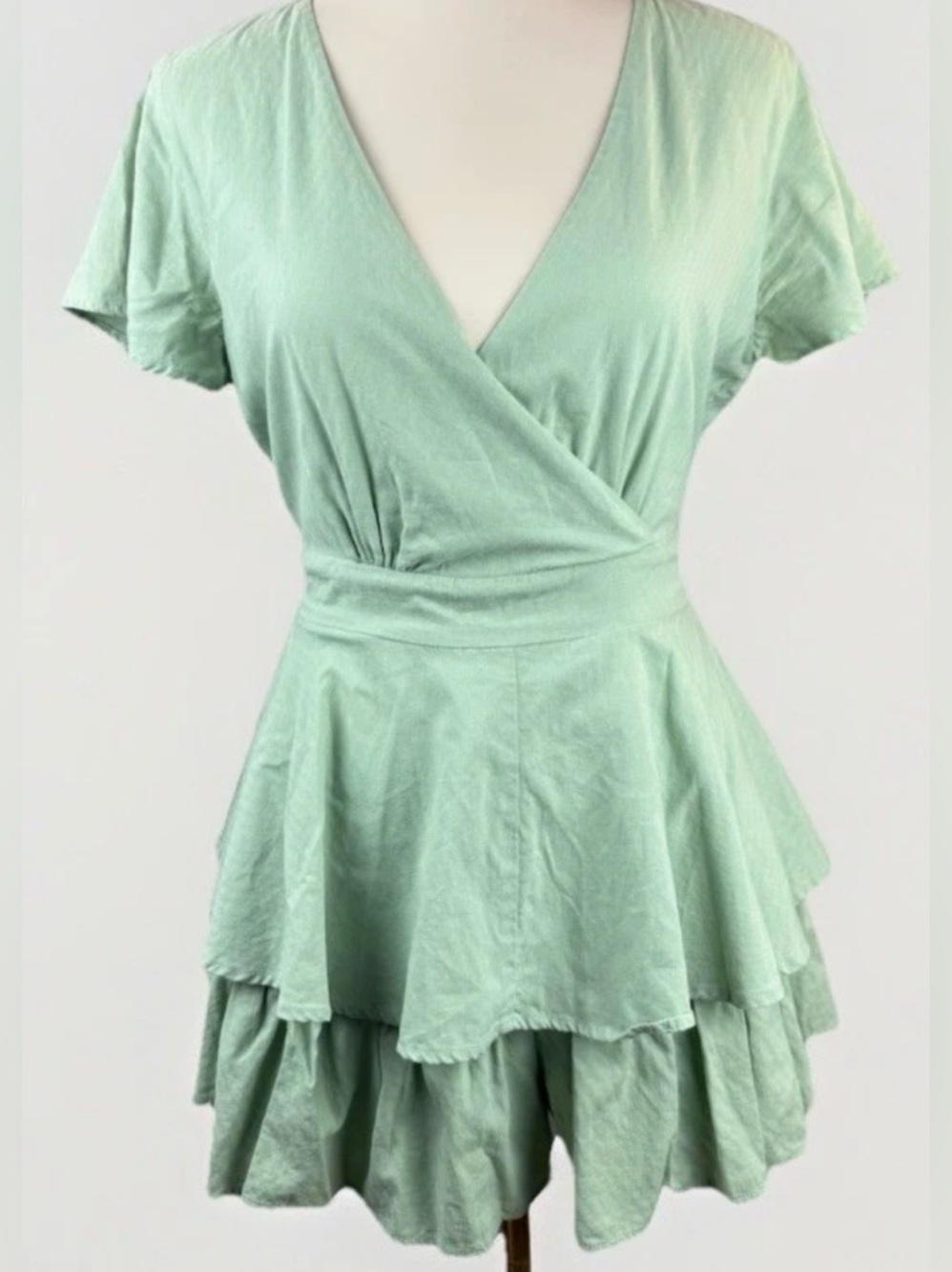 Altar'd State Light Mint is Green Romper Dress Built in Short Wrap